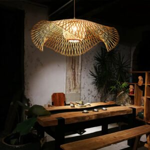 Natural Woven Shade Plug-In Pendant Light